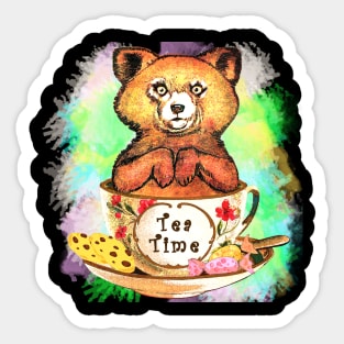 Teddy Bear Tea Time Sticker